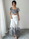 Boho Chic Off Shoulder Top and Skirt Set Floral Print Casual Two Piece Summer Vacation Outfit