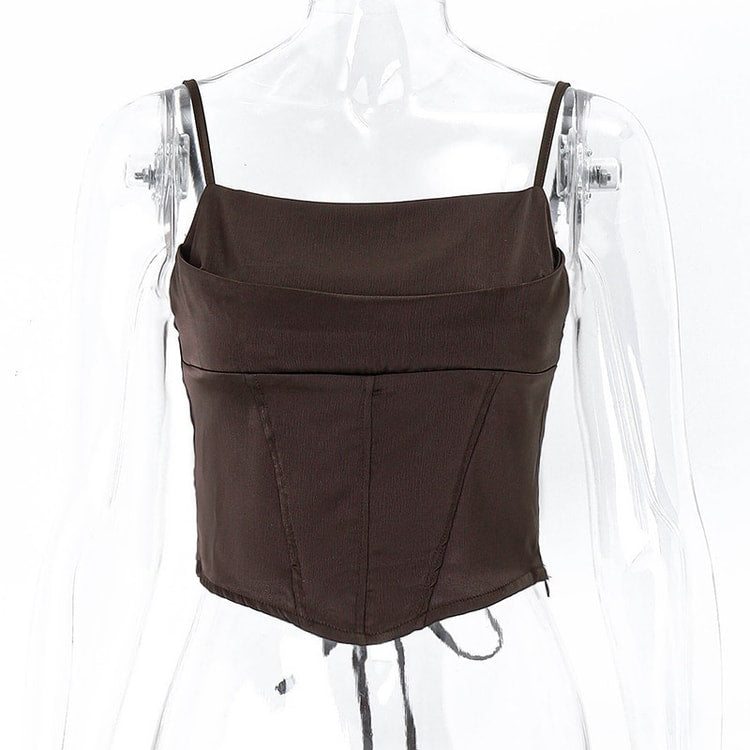 Spaghetti Strap Tank Top, Sexy Backless Bandage, Skinny Crop Tops, Summer Elegant Lace Up Party Streetwear Women Camis