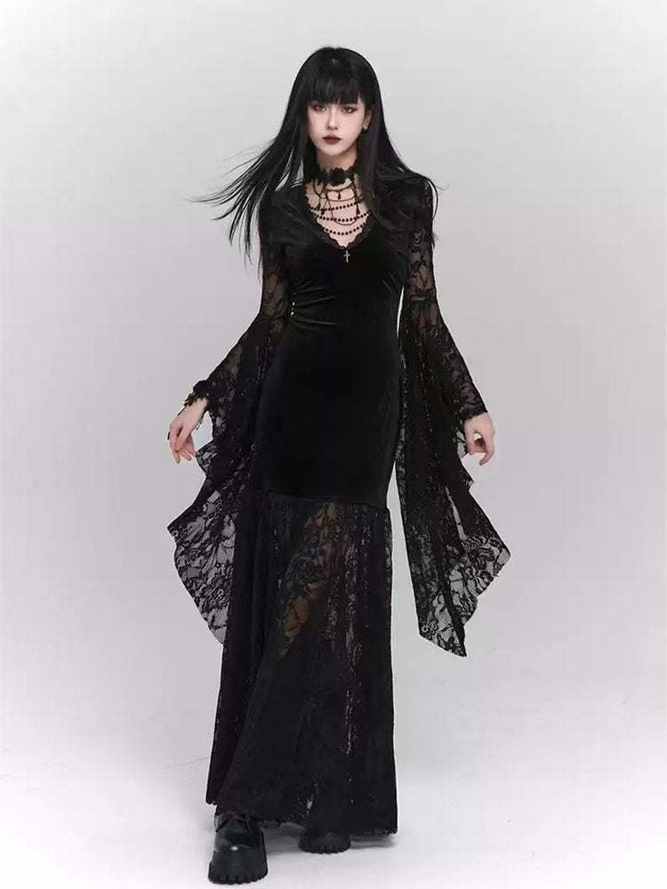 Women Black Gothic Dress, Slim Bodycon, Vintage Office Lady, Spring Clothing, Pure Color Outwear