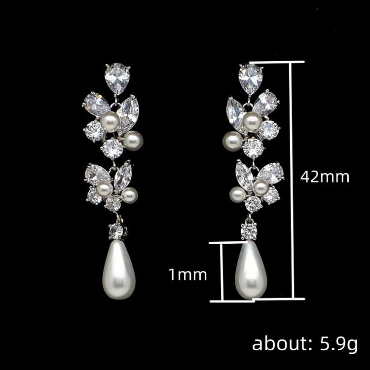 Huitan Aesthetic Bridal Imitation Pearl Dangle Earrings Luxury Trendy Engagement Wedding Ear Accessories for Women Newly Jewelry