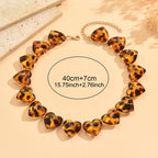 Leopard Print Heart Beaded Choker Necklace