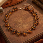Leopard Print Heart Beaded Choker Necklace