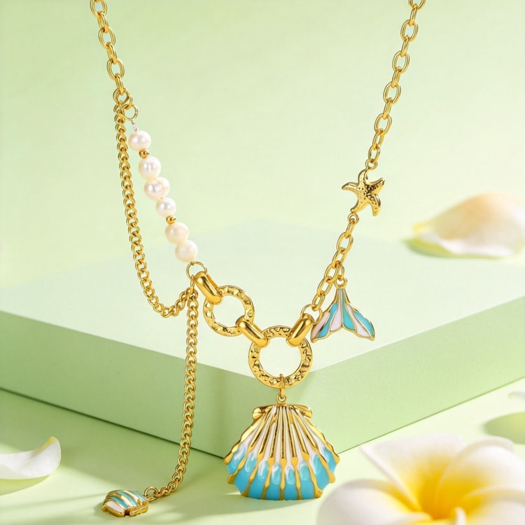 Ocean Breeze Pearl and Starfish Necklace for Women