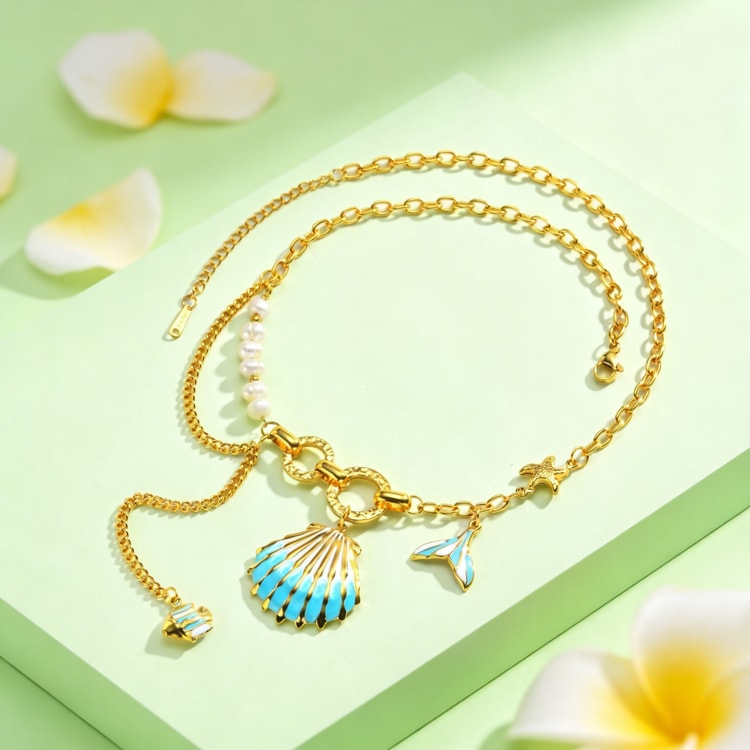 Ocean Breeze Pearl and Starfish Necklace for Women